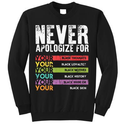 Never Apologize Black History Month BLM Melanin Pride Afro Sweatshirt