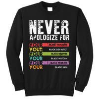 Never Apologize Black History Month BLM Melanin Pride Afro Sweatshirt