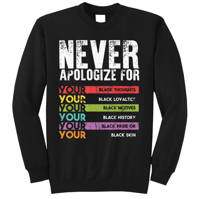 Never Apologize Black History Month BLM Melanin Pride Afro Sweatshirt