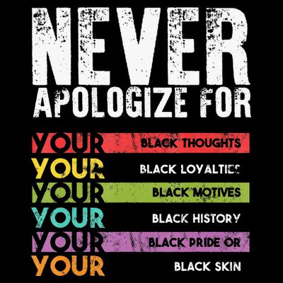 Never Apologize Black History Month BLM Melanin Pride Afro T-Shirt