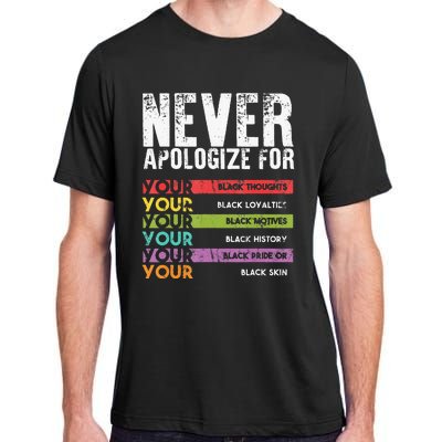 Never Apologize Black History Month BLM Melanin Pride Afro Adult ChromaSoft Performance T-Shirt