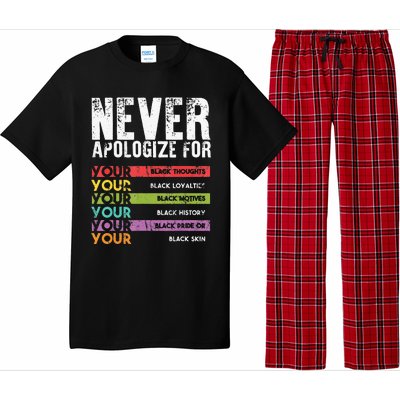 Never Apologize Black History Month BLM Melanin Pride Afro Pajama Set