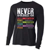 Never Apologize Black History Month BLM Melanin Pride Afro Cooling Performance Long Sleeve Crew