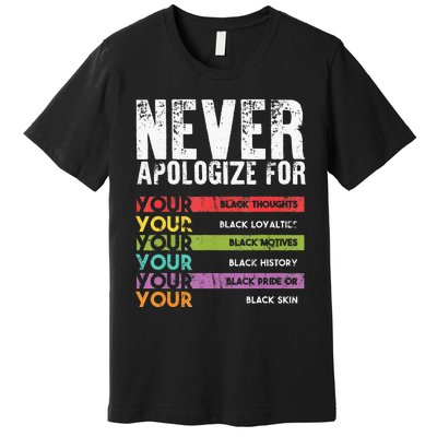 Never Apologize Black History Month BLM Melanin Pride Afro Premium T-Shirt