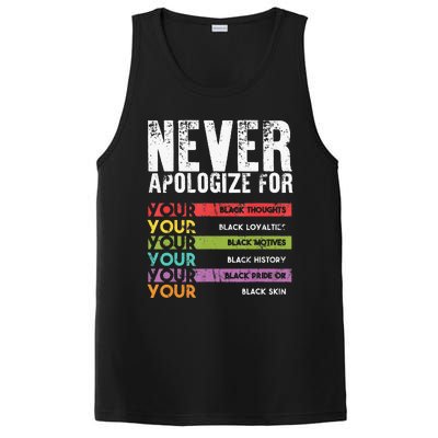 Never Apologize Black History Month BLM Melanin Pride Afro PosiCharge Competitor Tank