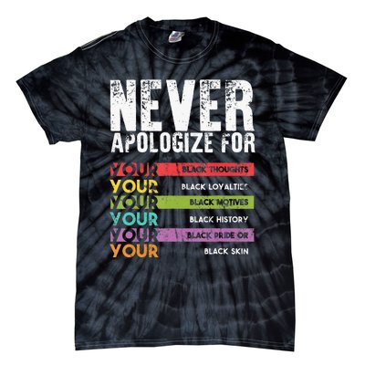 Never Apologize Black History Month BLM Melanin Pride Afro Tie-Dye T-Shirt