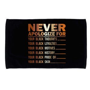 Never Apologize Black History Month BLM Melanin Pride Afro Microfiber Hand Towel