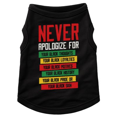 Never Apologize Black History Month BLM Melanin Pride Afro Doggie Tank