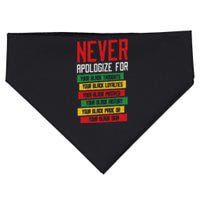 Never Apologize Black History Month BLM Melanin Pride Afro USA-Made Doggie Bandana