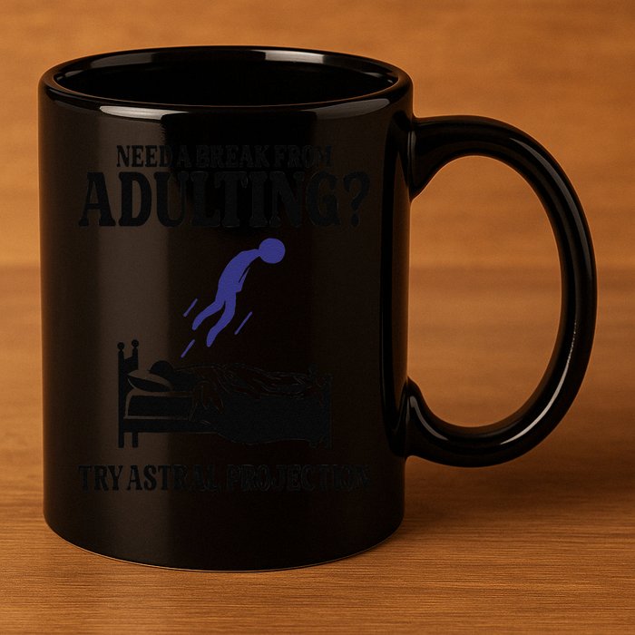 Need A Break From Adulting Try Astral Projection 11oz C Handle Ceramic Mug