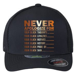 Never Apologize Black History Month BLM Melanin Pride Afro Flexfit Unipanel Trucker Cap