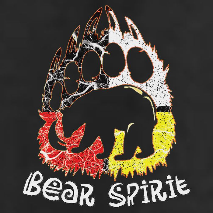 Native American Bear Spirit, Bear Paw 7 Panel Mesh Trucker Snapback Hat
