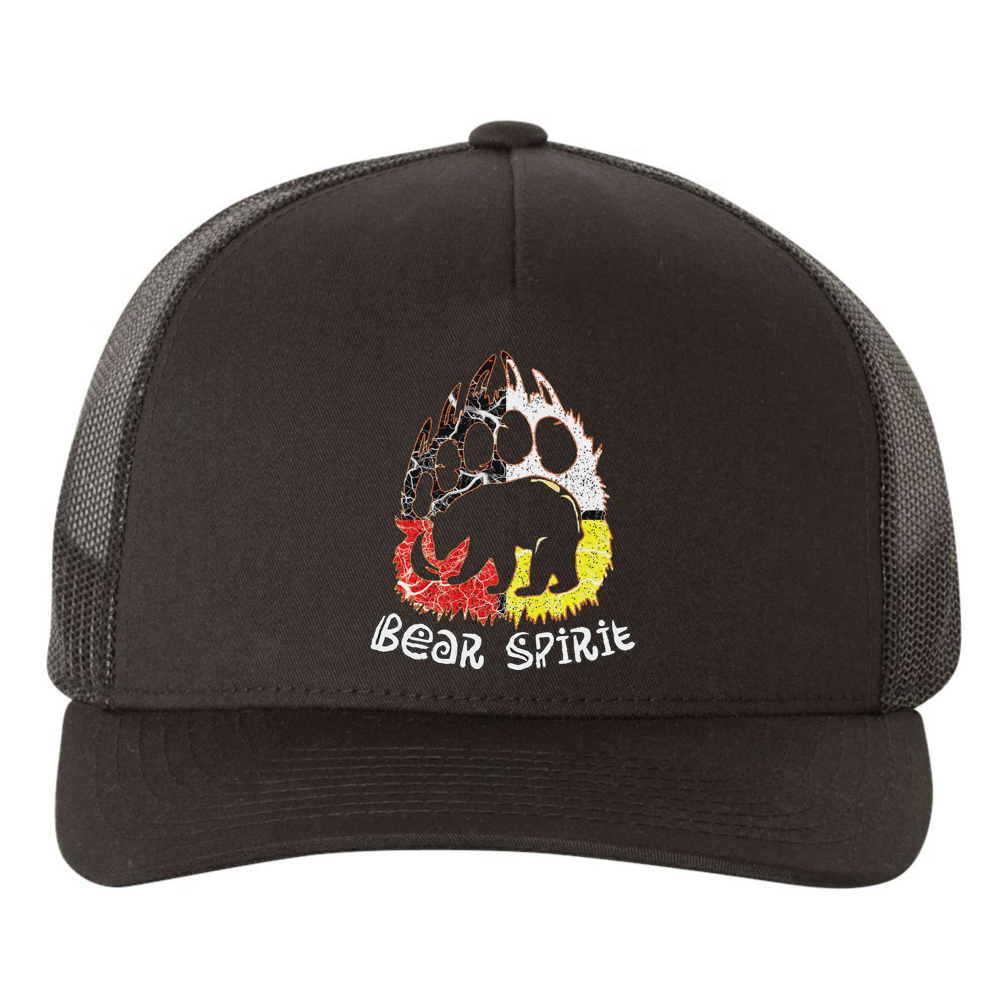 Native American Bear Spirit, Bear Paw Yupoong Adult 5-Panel Trucker Hat