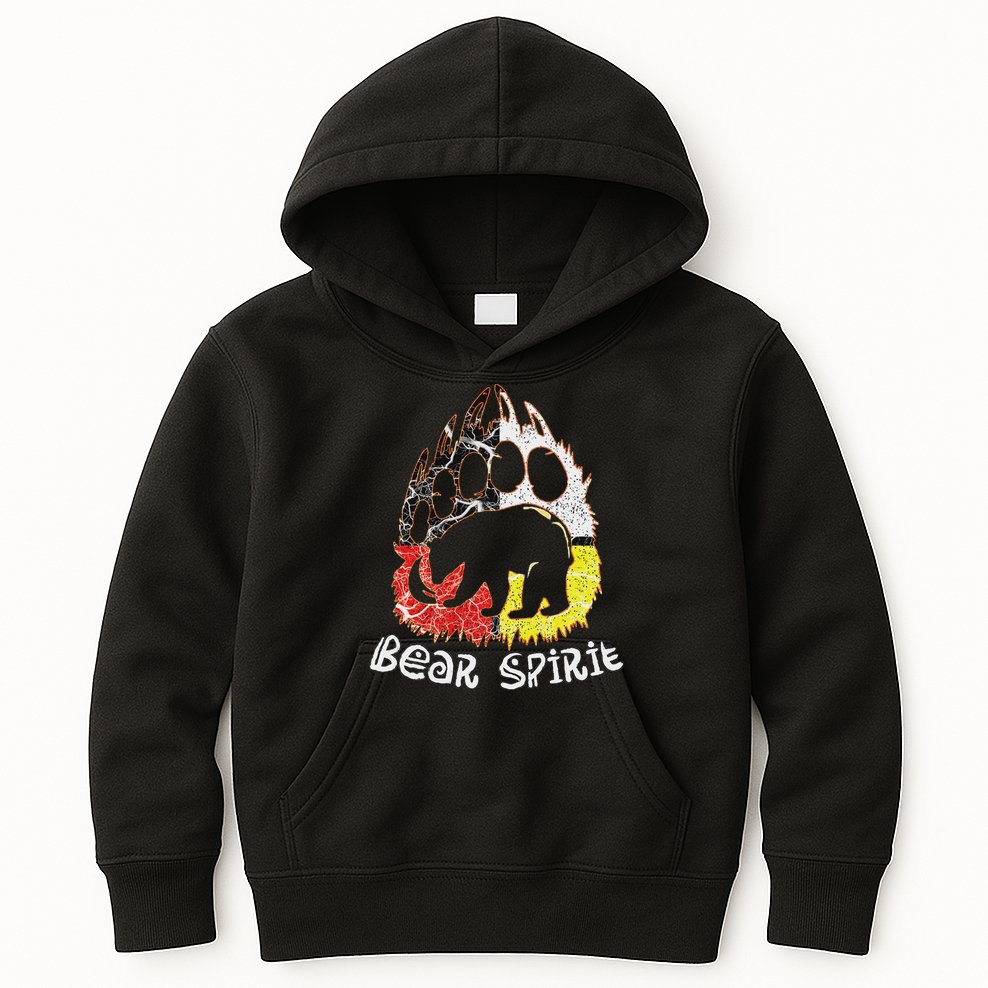 Native American Bear Spirit, Bear Paw Kids Hoodie
