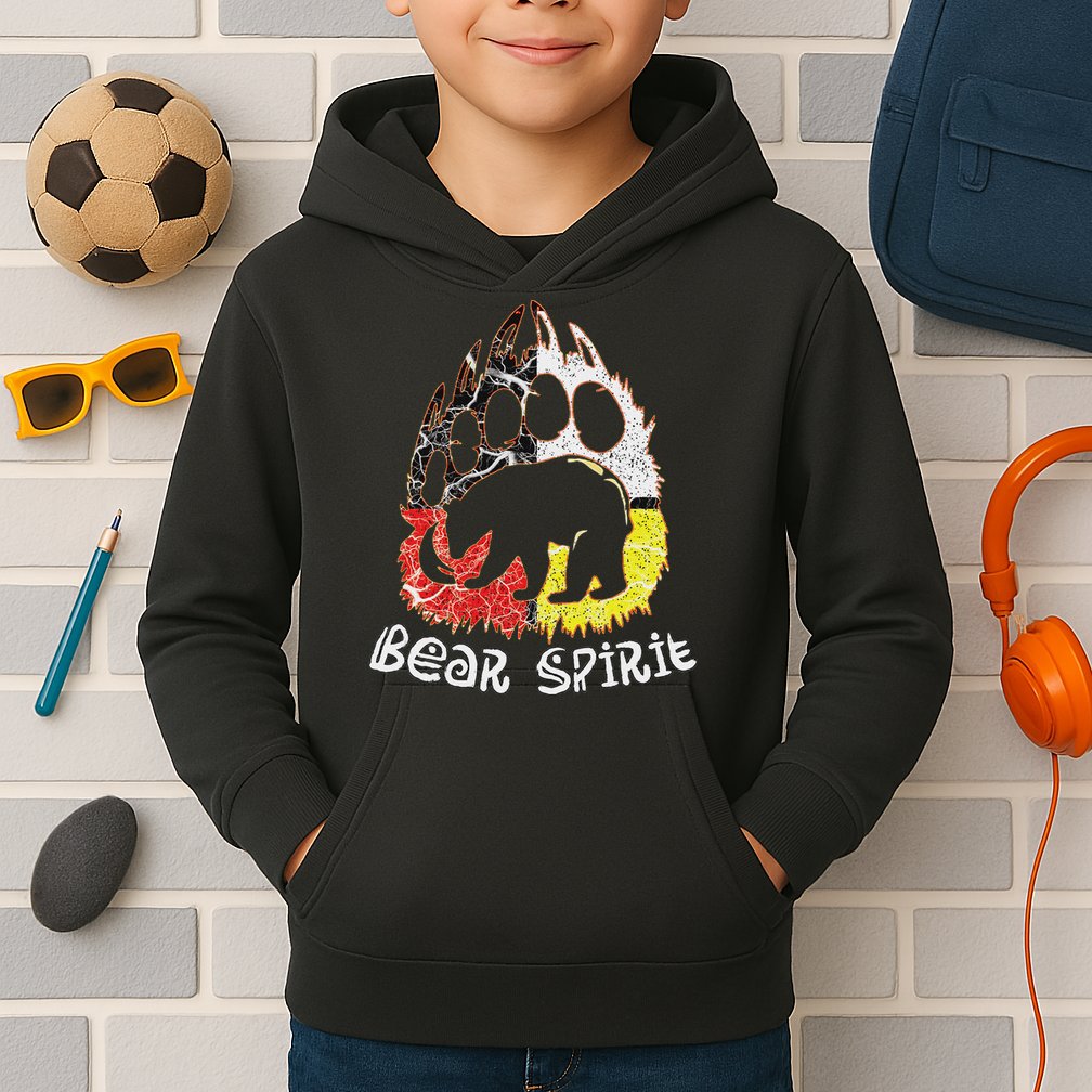 Native American Bear Spirit, Bear Paw Kids Hoodie