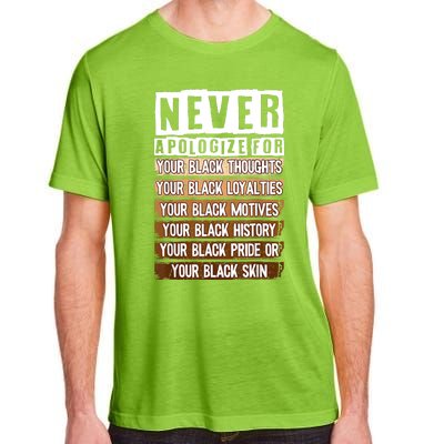 Never Apologize Black History Month BLM Melanin Pride Afro Adult ChromaSoft Performance T-Shirt