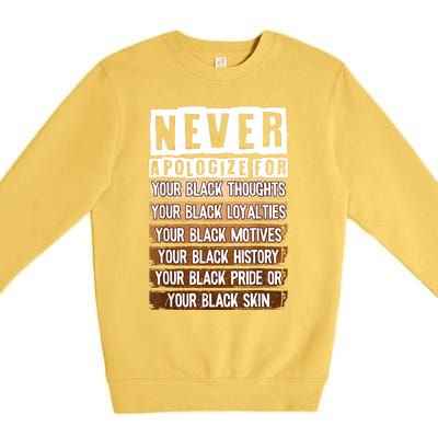 Never Apologize Black History Month BLM Melanin Pride Afro Premium Crewneck Sweatshirt