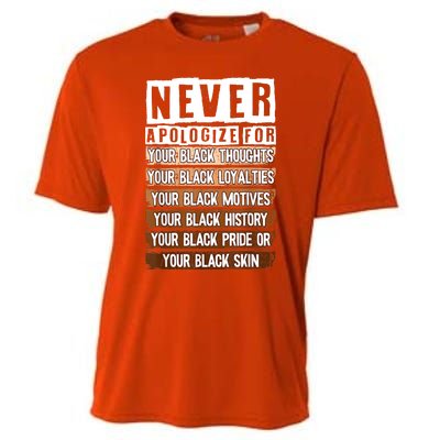 Never Apologize Black History Month BLM Melanin Pride Afro Cooling Performance Crew T-Shirt