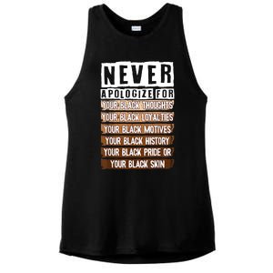 Never Apologize Black History Month BLM Melanin Pride Afro Ladies PosiCharge Tri-Blend Wicking Tank