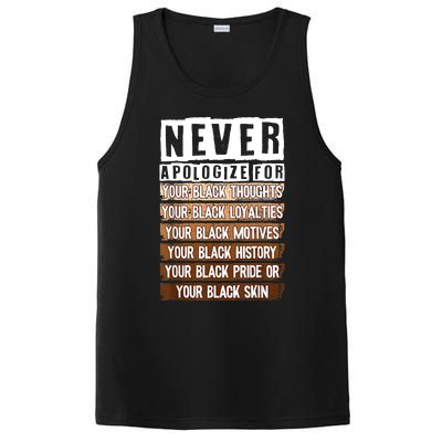 Never Apologize Black History Month BLM Melanin Pride Afro PosiCharge Competitor Tank