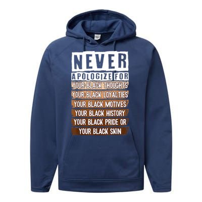 Never Apologize Black History Month BLM Melanin Pride Afro Performance Fleece Hoodie