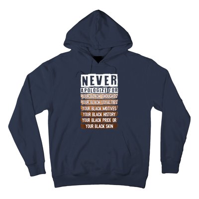 Never Apologize Black History Month BLM Melanin Pride Afro Hoodie