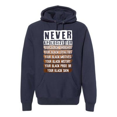 Never Apologize Black History Month BLM Melanin Pride Afro Premium Hoodie