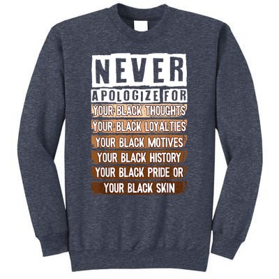 Never Apologize Black History Month BLM Melanin Pride Afro Sweatshirt