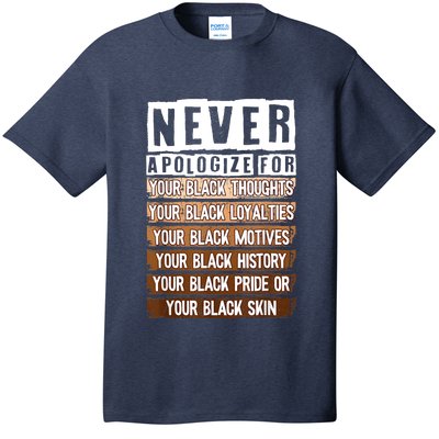 Never Apologize Black History Month BLM Melanin Pride Afro T-Shirt