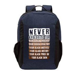 Never Apologize Black History Month BLM Melanin Pride Afro Vector Backpack