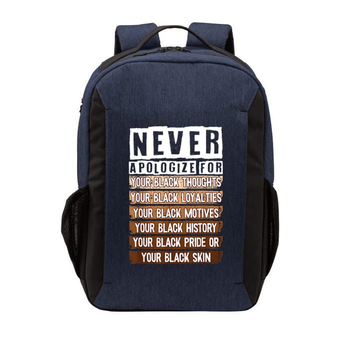 Never Apologize Black History Month BLM Melanin Pride Afro Vector Backpack