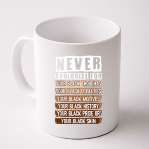 Never Apologize Black History Month BLM Melanin Pride Afro Coffee Mug