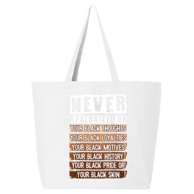 Never Apologize Black History Month BLM Melanin Pride Afro 25L Jumbo Tote