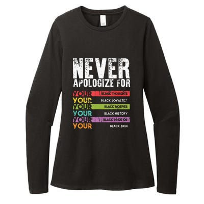 Never Apologize Black History Month BLM Melanin Pride Womens CVC Long Sleeve Shirt