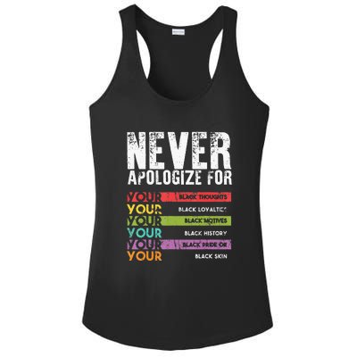 Never Apologize Black History Month BLM Melanin Pride Ladies PosiCharge Competitor Racerback Tank