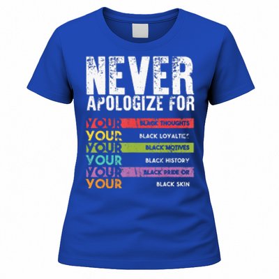 Never Apologize Black History Month BLM Melanin Pride Women's T-Shirt