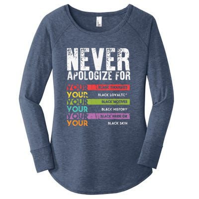 Never Apologize Black History Month BLM Melanin Pride Women's Perfect Tri Tunic Long Sleeve Shirt