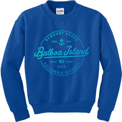 Nautical Anchor Balboa Island California Travel Vacation Gift Kids Sweatshirt