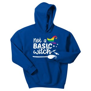 Not A Basic Witch Rainbow Witch Lgbt Halloween Lesbian Pride Gift Kids Hoodie