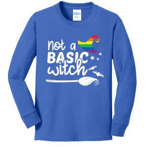 Not A Basic Witch Rainbow Witch Lgbt Halloween Lesbian Pride Gift Kids Long Sleeve Shirt