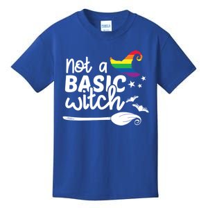 Not A Basic Witch Rainbow Witch Lgbt Halloween Lesbian Pride Gift Kids T-Shirt