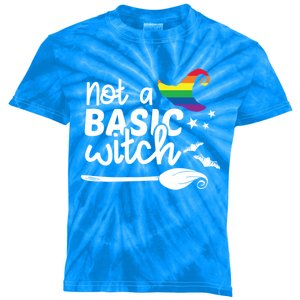 Not A Basic Witch Rainbow Witch Lgbt Halloween Lesbian Pride Gift Kids Tie-Dye T-Shirt