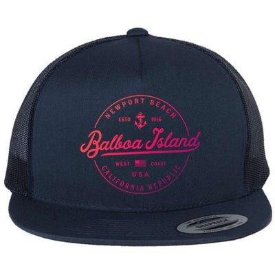 Nautical Anchor Balboa Island California Travel Vacation Gift Flat Bill Trucker Hat