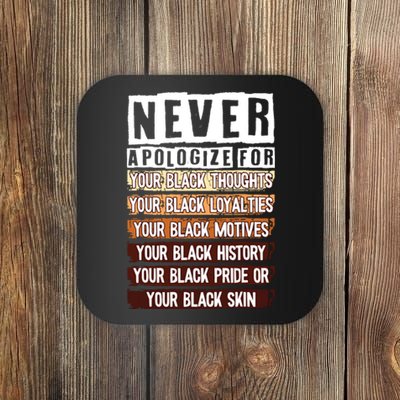 Never Apologize Black History Month Blm Melanin Pride Afro Coaster