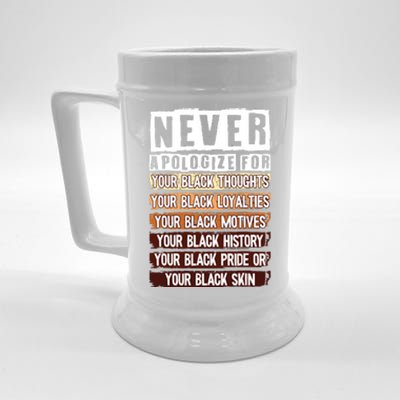 Never Apologize Black History Month Blm Melanin Pride Afro Beer Stein