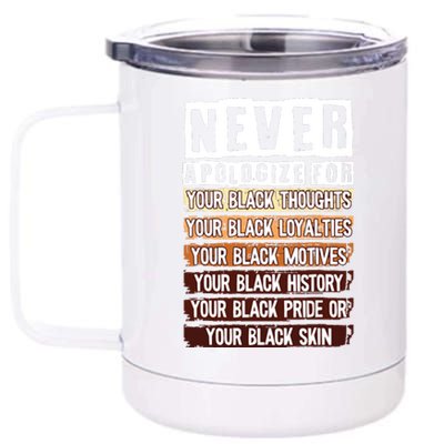 Never Apologize Black History Month Blm Melanin Pride Afro 12 oz Stainless Steel Tumbler Cup