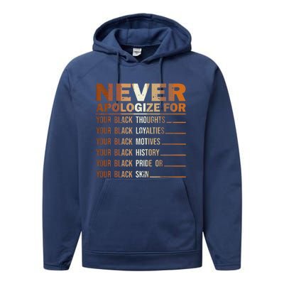 Never Apologize Black History Month BLM Melanin Pride Performance Fleece Hoodie