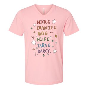 Nick And Charlie Tao And Elle And Darcy Nick And Charlie Cute Leaves V-Neck T-Shirt