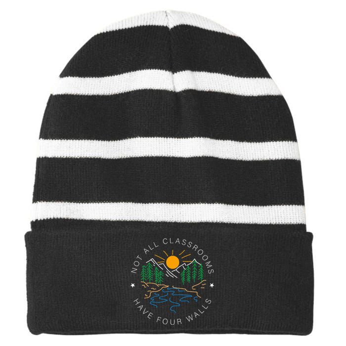 Not All Classrooms Have Four Walls Nature Striped Beanie with Solid Band