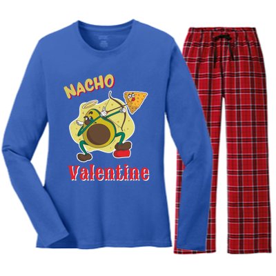 Nachogiftvalentine Avocado Cupid Nacho Chip Salsa Food Lover Gift Women's Long Sleeve Flannel Pajama Set 